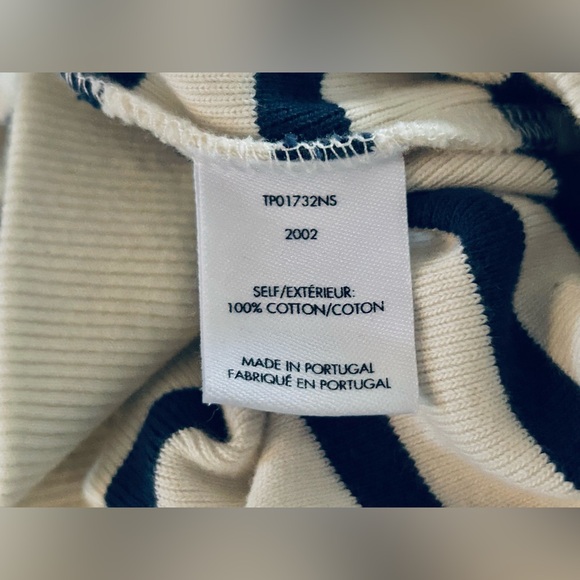 Cotton DEREK LAM IO Navy & Cream Knit Top Sweater Shirt Designer Gold Buttons SM - Picture 11 of 11